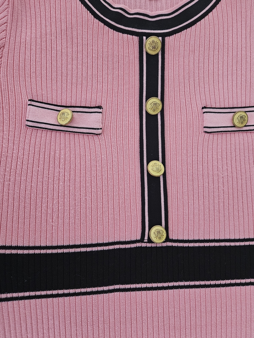 Jackie Kennedy Pink Ribbed Knit Long-Sleeve Bodycon Dress Size S/M Feminine - Picture 3 of 9